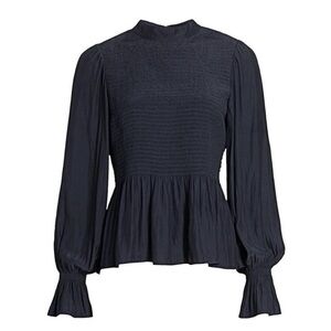 Ramy Brook Justine Smocked Peplum Blouse
